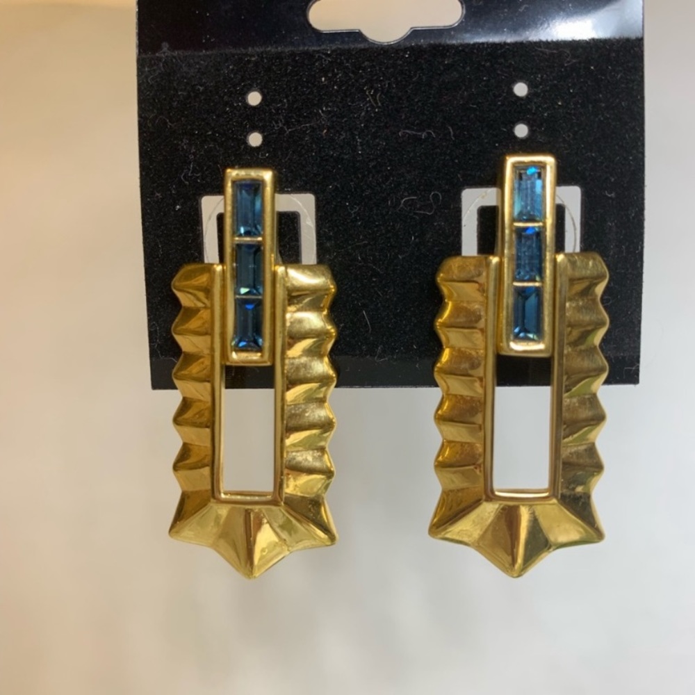 Vintage Swarovski Earrings in Gold and Blue